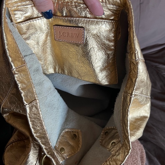 J Crew Gold Leather Thompson Tote - Picture 13 of 15